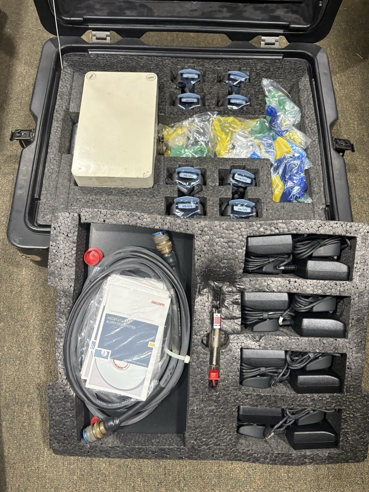 Lot of 8 ASCOM A51 Rugged Alarm Transmitter System With Accessories and Case