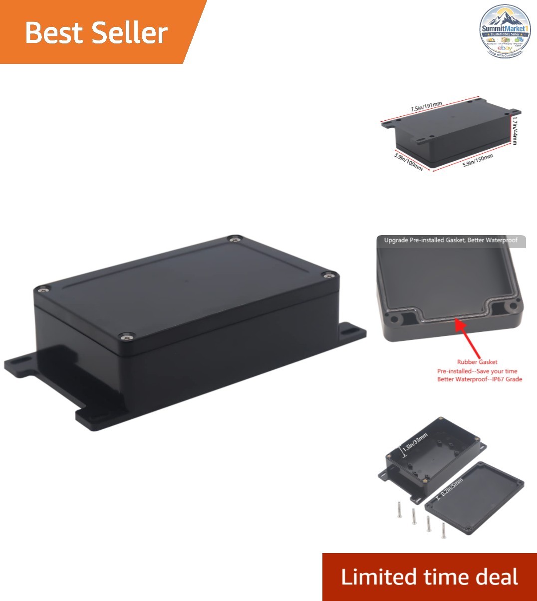 Watertight Junction Box  Waterproof Project Box 5.91" x 3.94" x 1.73"