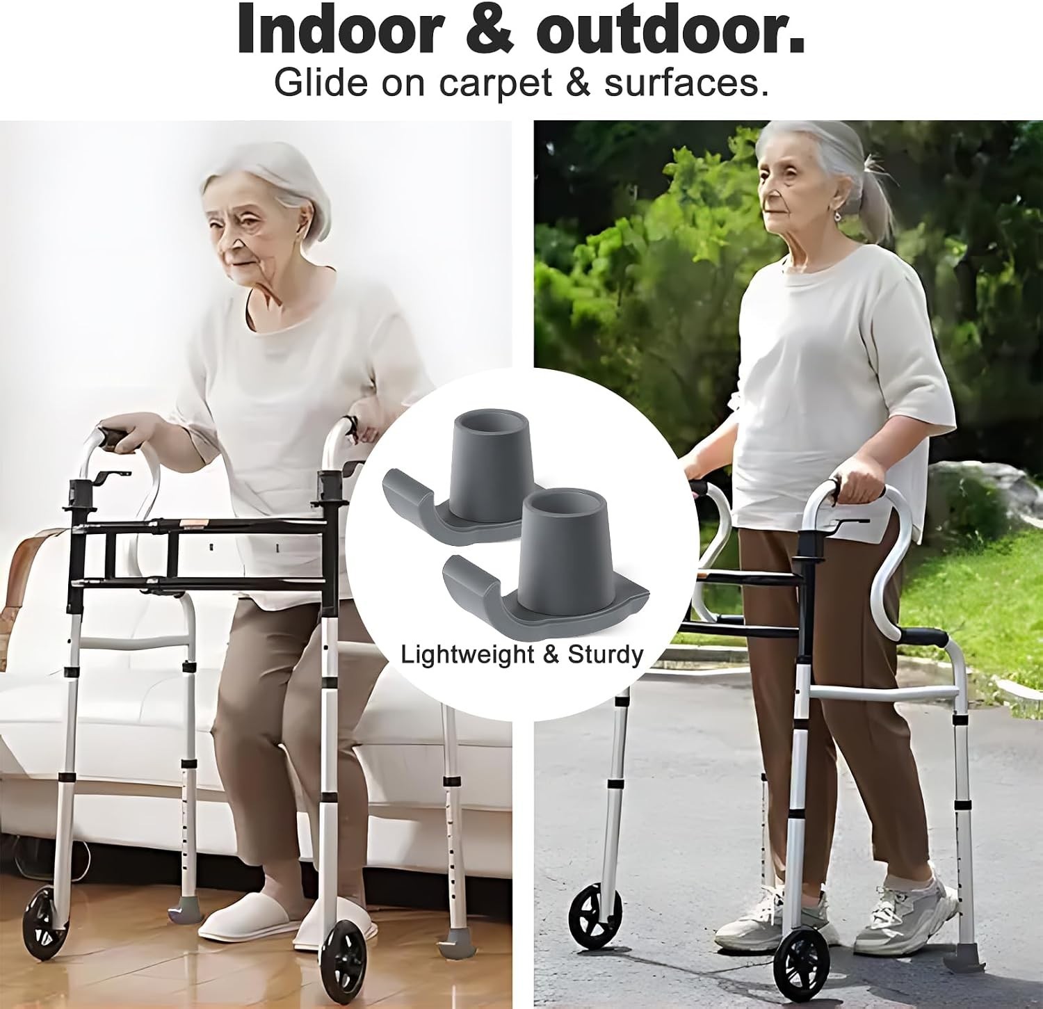 2-Pack Durable Walker Ski Glides - Easy Install for Safe Mobility on Any Surface