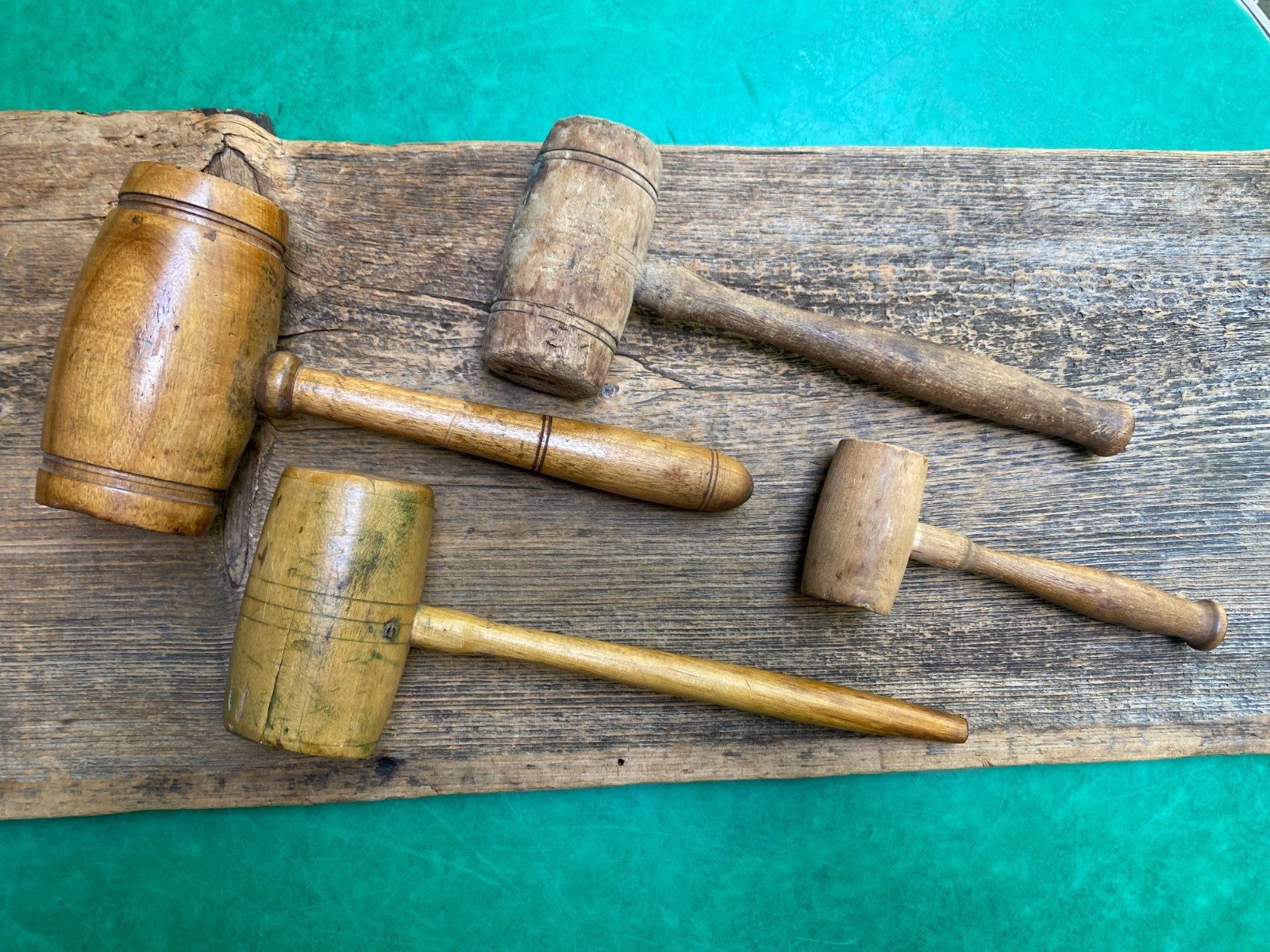 Antique Vintage Wooden Mallet/Gavel/ Hammer Primitive Set of 4
