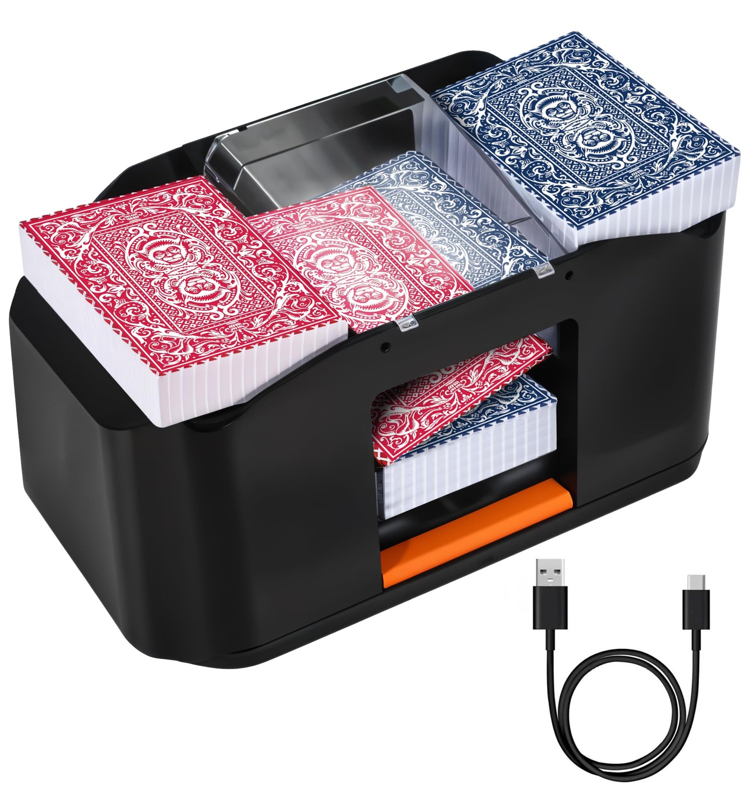 Automatic 2 Deck Card Game Shuffler – Electric Heavy Duty Quiet Mixer and Dea...