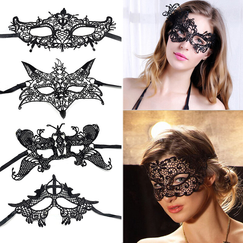 Women's Lace Nightdress  Masquerade Face Mask Sexy Cosplay Prom Party Eye Mask