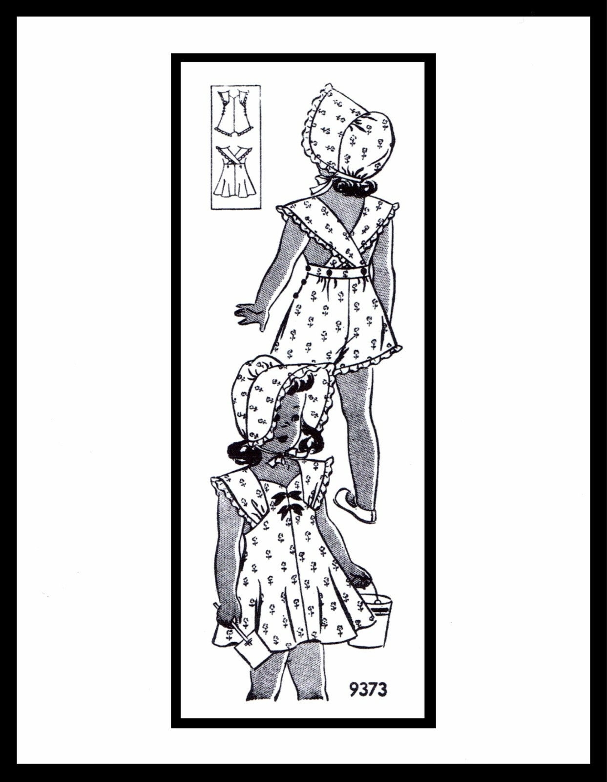 GIRLS Dress Frock PATTERN Mail Order 9373 Sundress Sunsuit Romper
