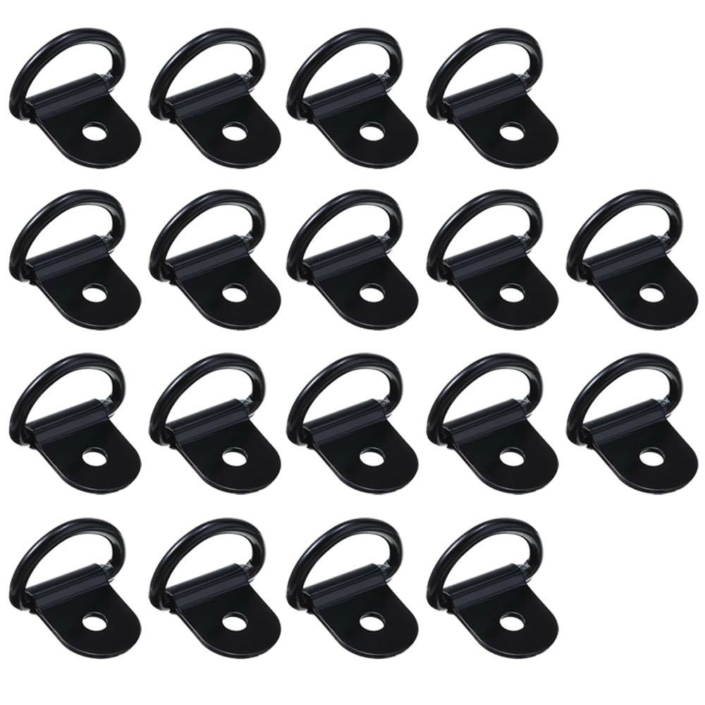 Black D Rings Anchor Lashing Ring, D-Ring Tie Downs, Black-18, 18 Pcs