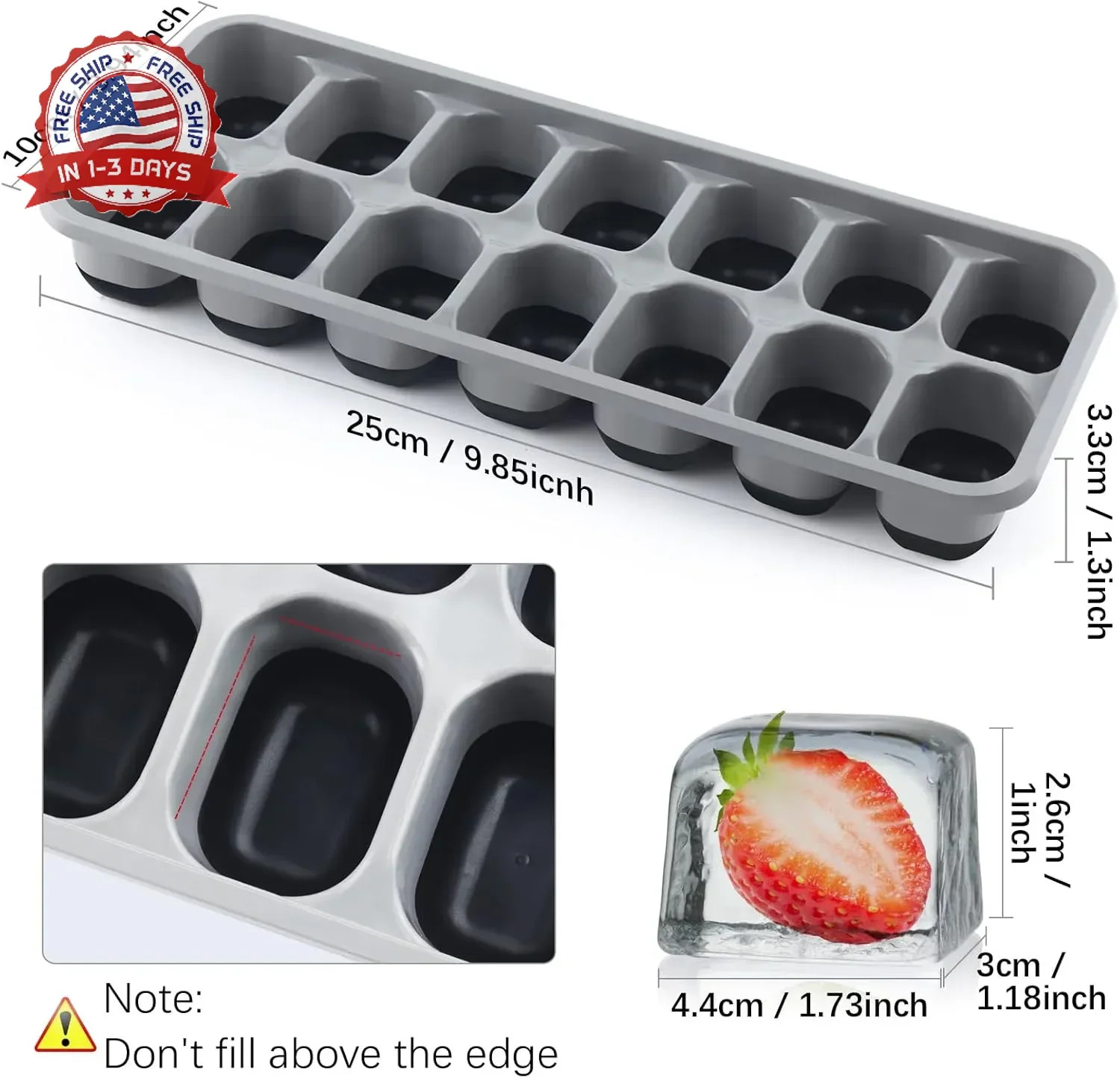 Ice Cube Tray 4 Pack, Easy-Release & Flexible 56 pcs Silicone Ice Cube Trays wit