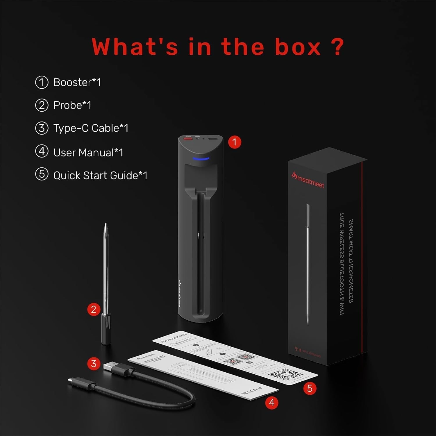Wireless Meat Thermometer AI WiFi Bluetooth Digital Waterproof Pro