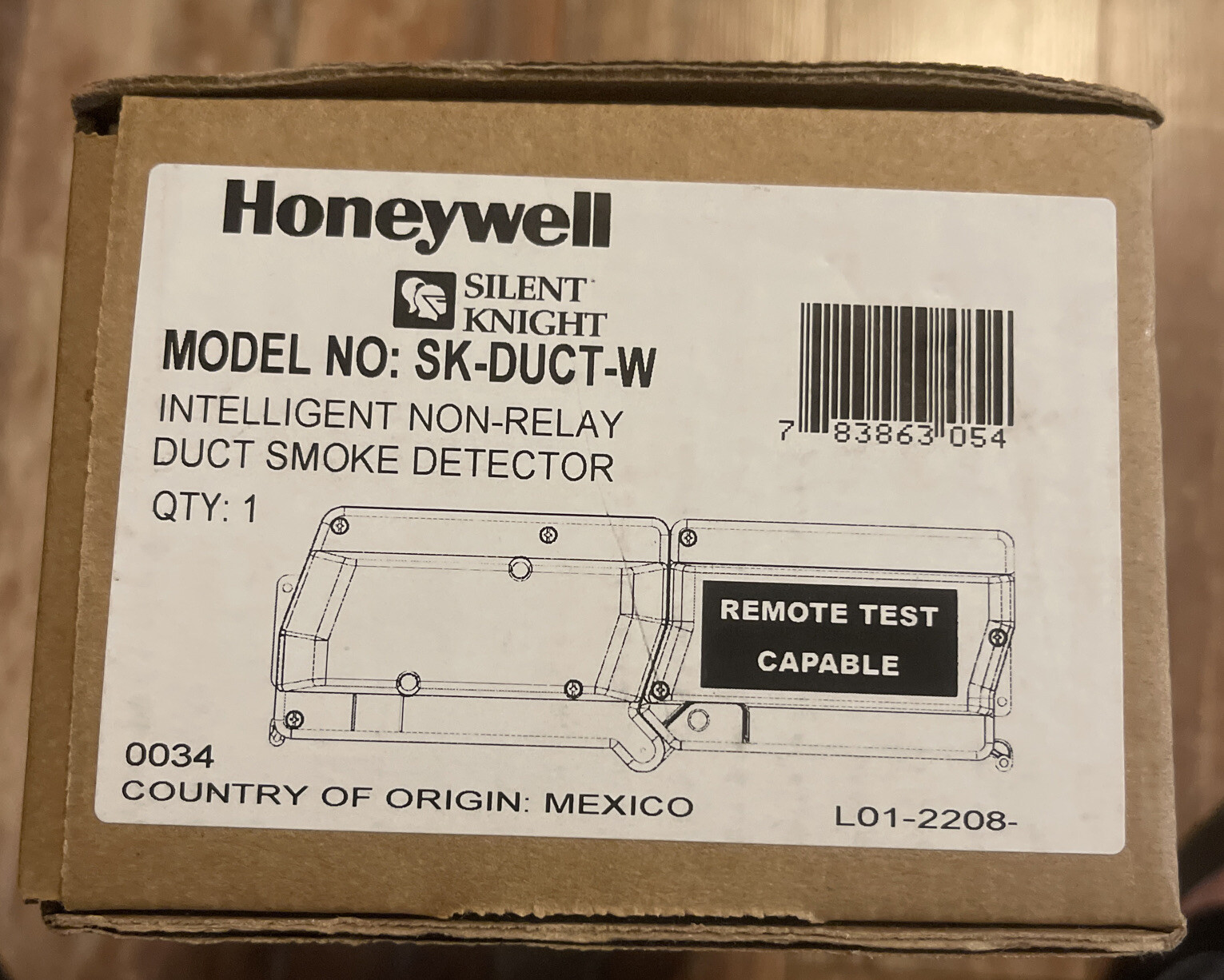 Duct Detector, Addressable, W/ Photoelectric Head, Silent Knight #SK-DUCT-W, NIB
