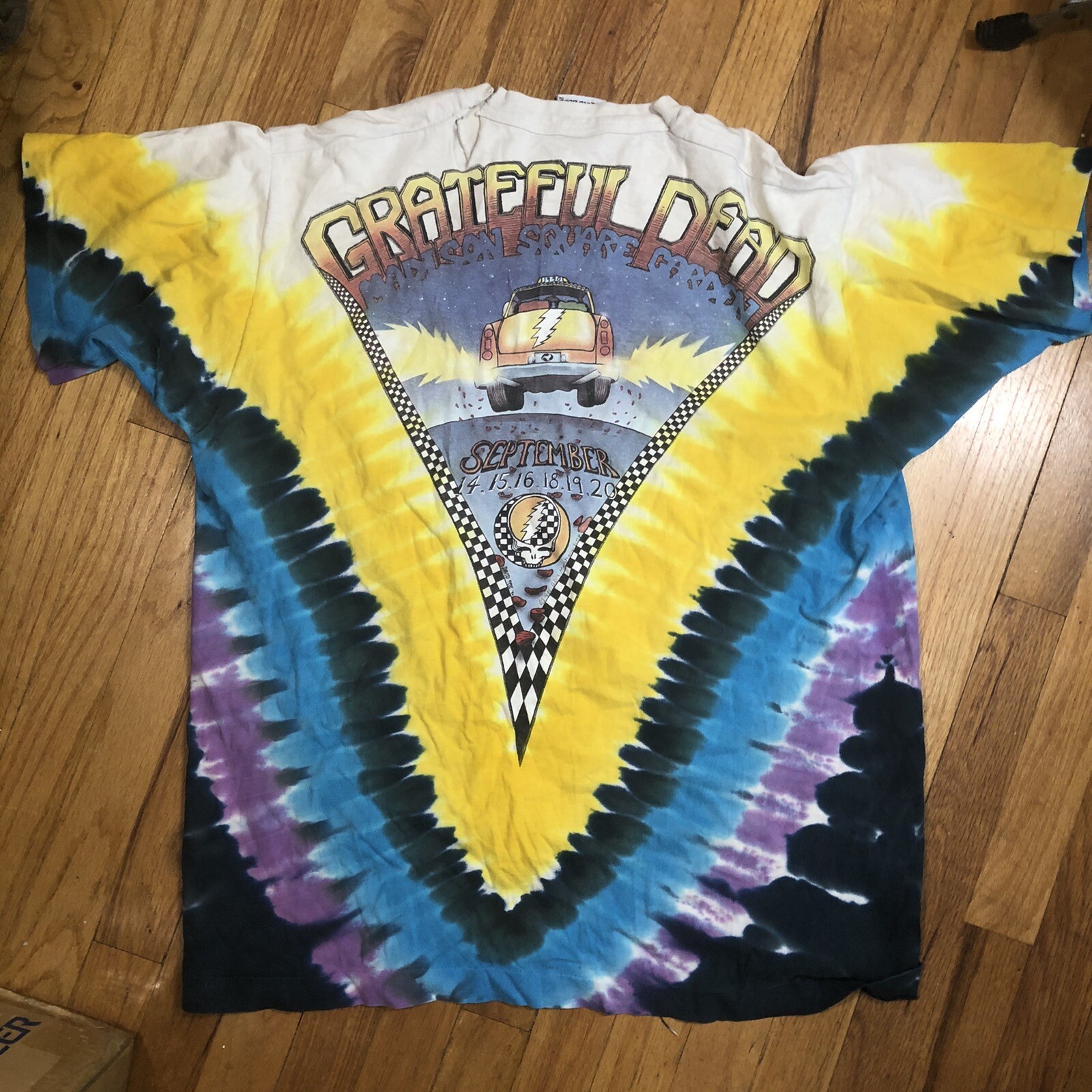 Vintage TShirt GRATEFUL DEAD TEE GDM NYC Band Tie Dye MSG Taxi  LIQUID BLUE  XL
