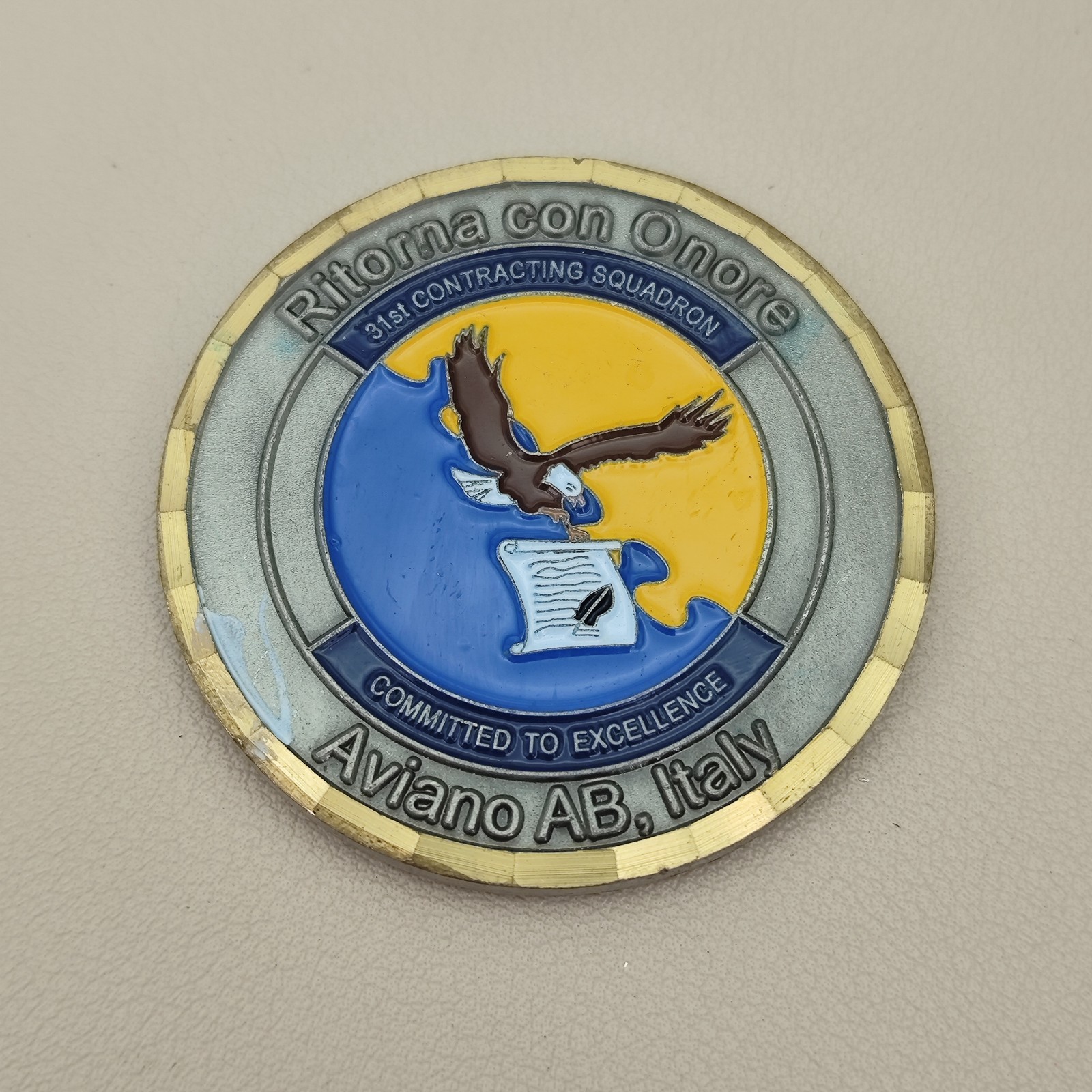 USAF 31st Contracting Squadron Aviano Ab Italy Challenge Coin