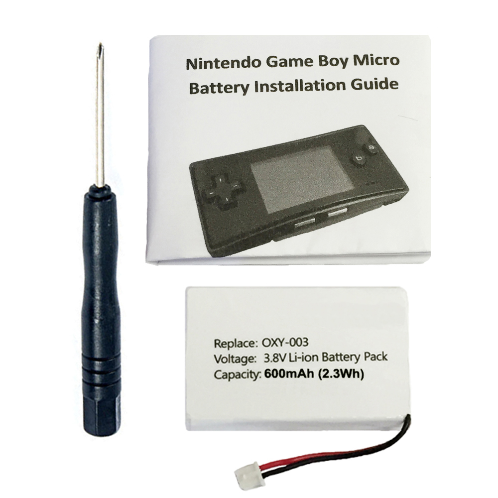 600mAh Extended OXY-003, GPNT-02 Battery Kit for Nintendo Game Boy Micro OXY-001
