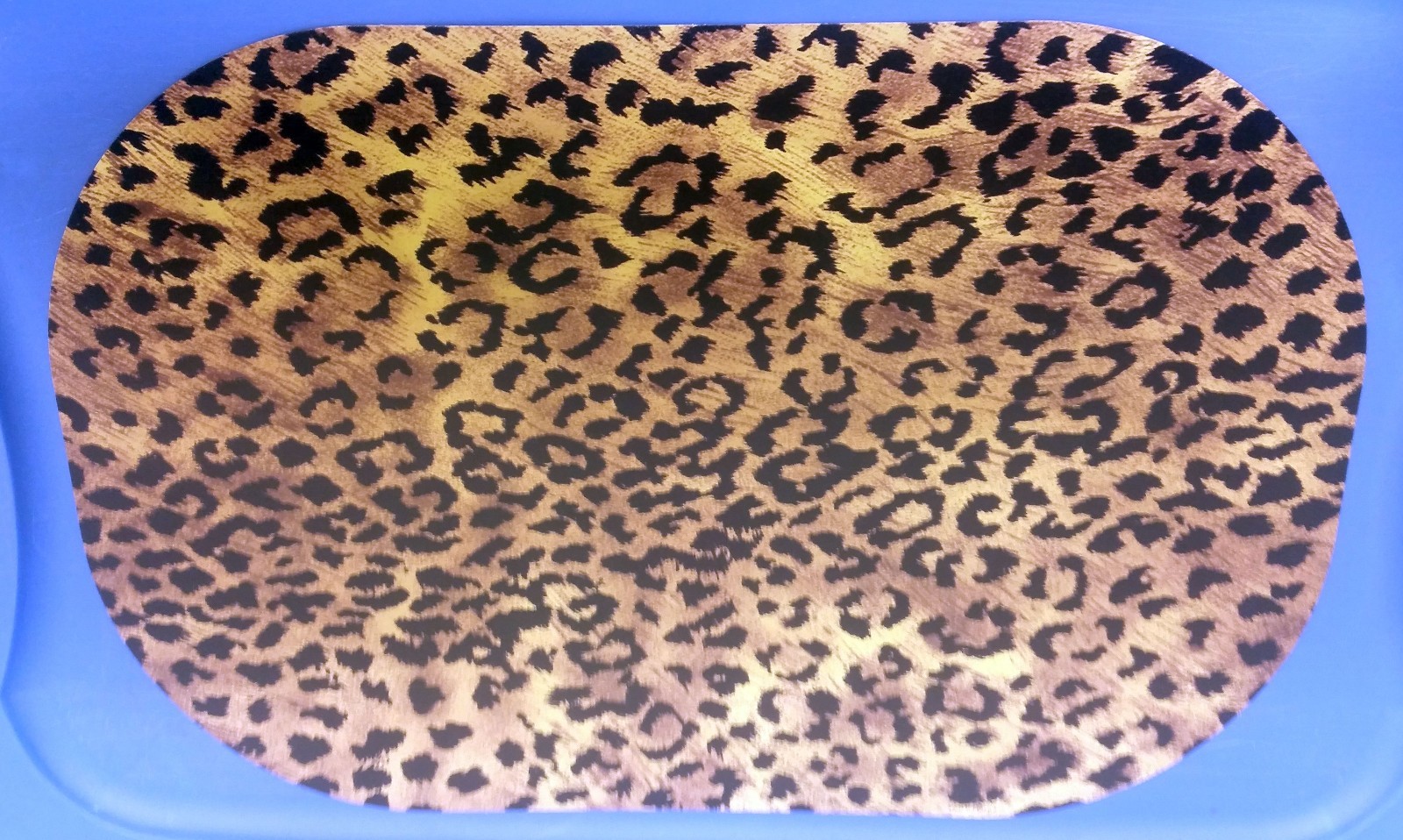 2 SAME NON CLEAR OVAL HARD PLACEMATS, BLACK & ORANGE, TIGER'S SKIN DESIGN