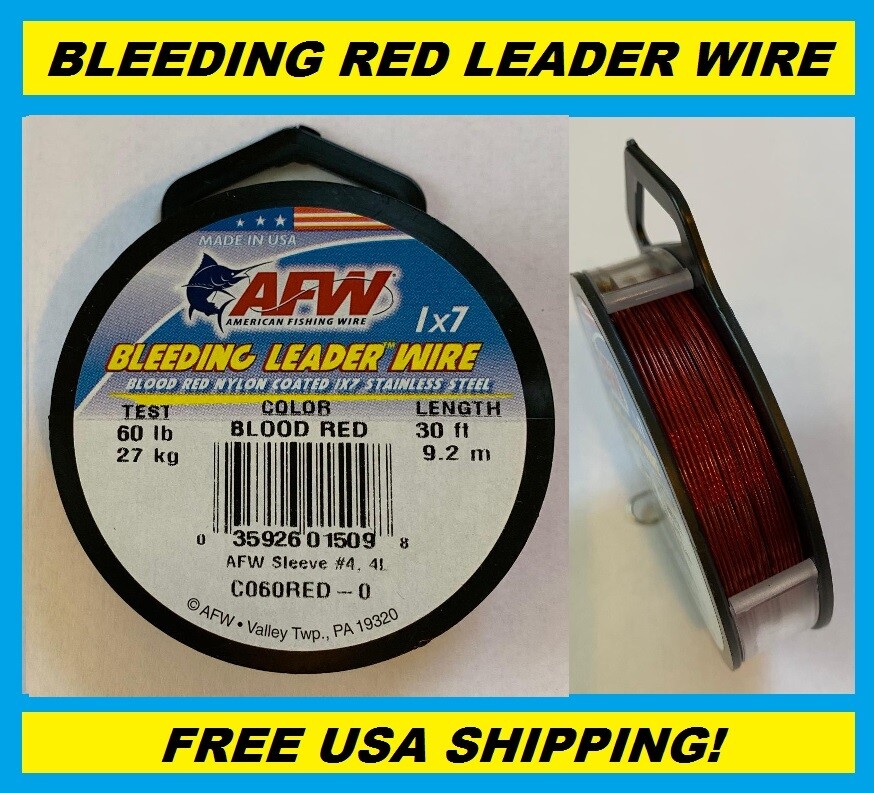AFW American Fishing Wire Bleeding Leader Wire 1x7 Stainless Steel, 60LB-30FT