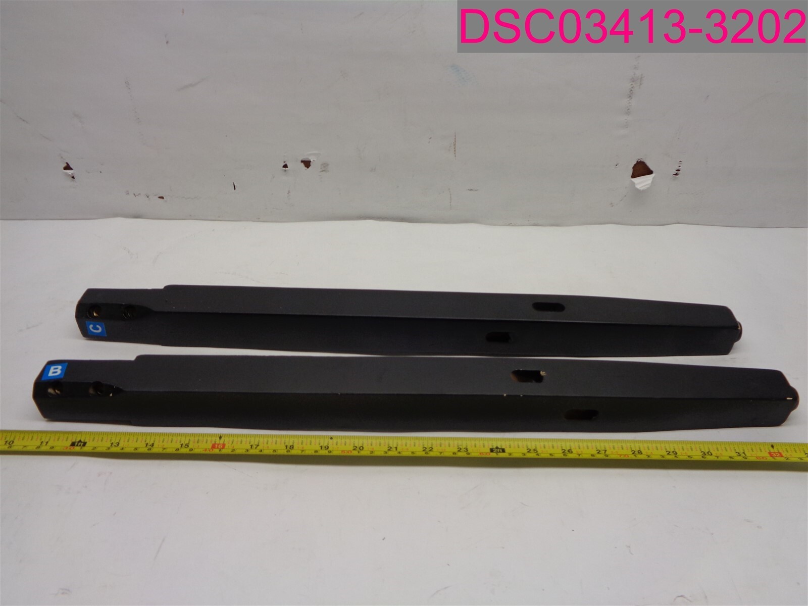 2 Pc. Black Wood Chair Legs w/ Slots for Cross Bars 22-1/2" x 1-9/16" x 1-9/16"