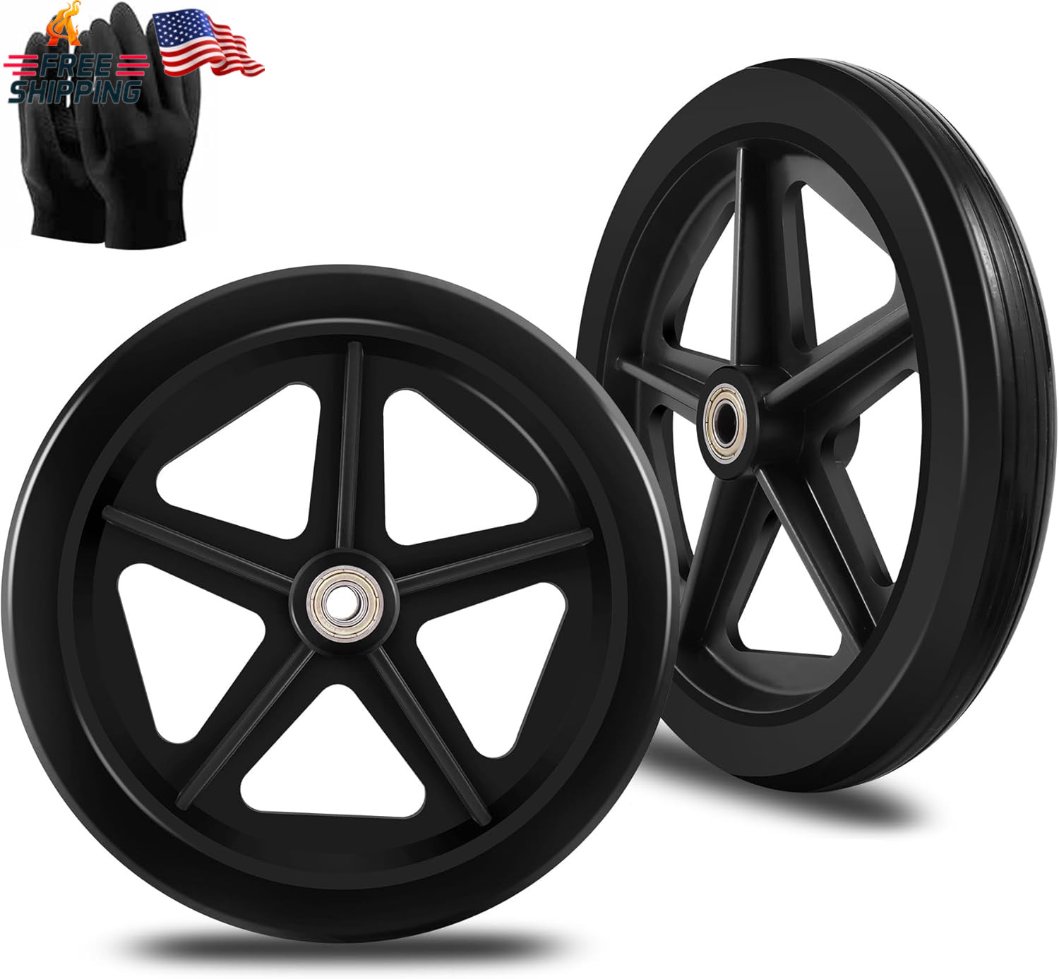 2Pcs 8 Inch Replacement Wheelchair Wheels for Walkers - Environmentally Friendly