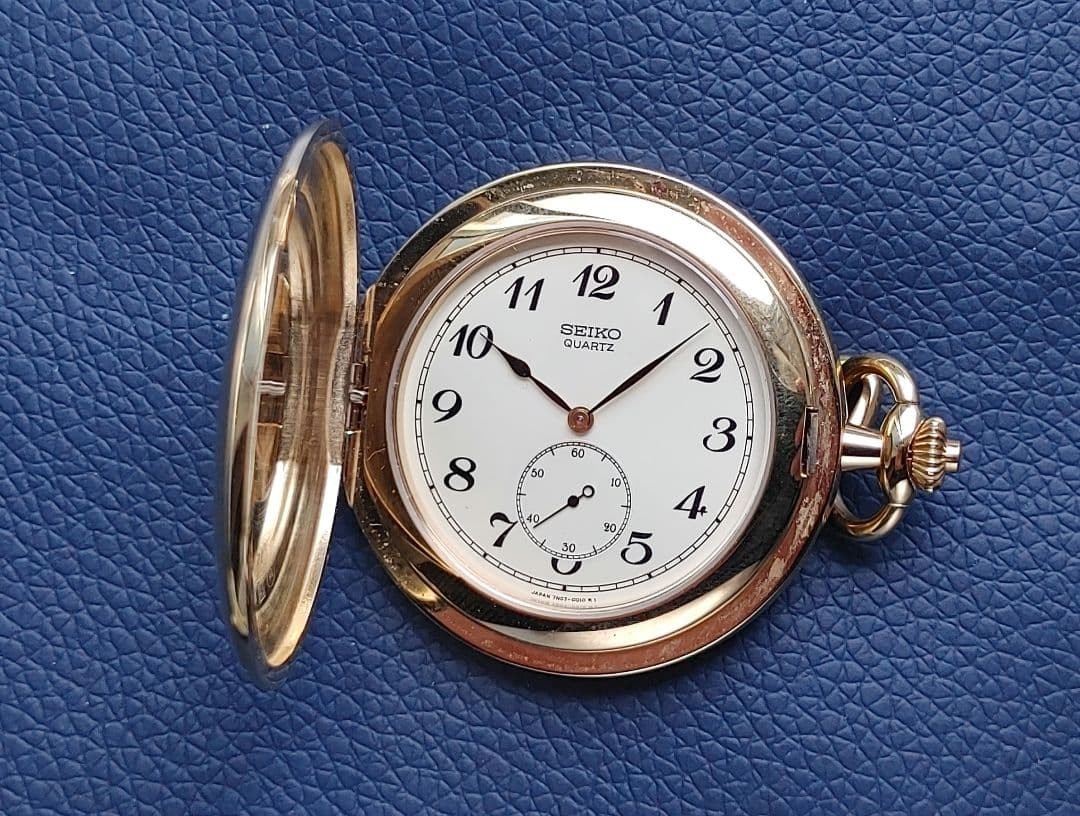 SEIKO Pocket Watch Commemorative Gold Hunter Case Engraved Prime Minister