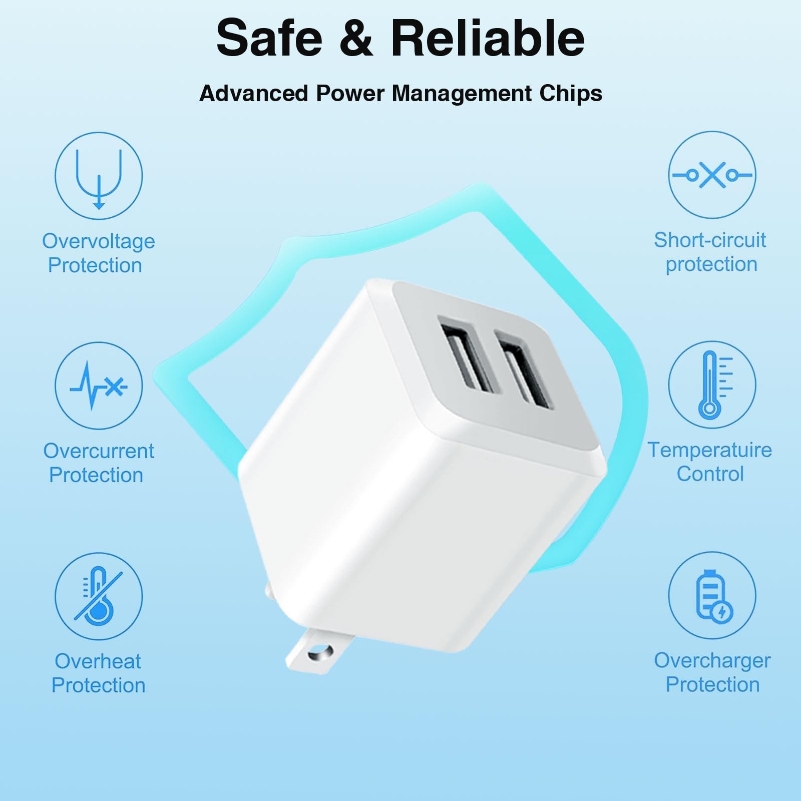 USB Wall Charger, Dual Port Cube Power Adapter Charger Plug Block Charging Bo...