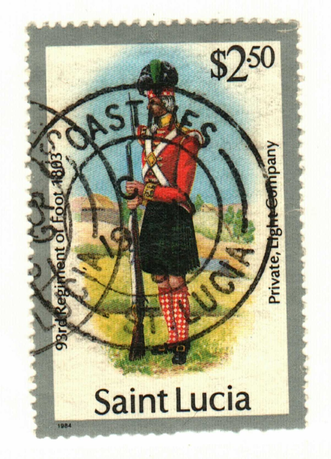 St Lucia #759 used colonial soldier