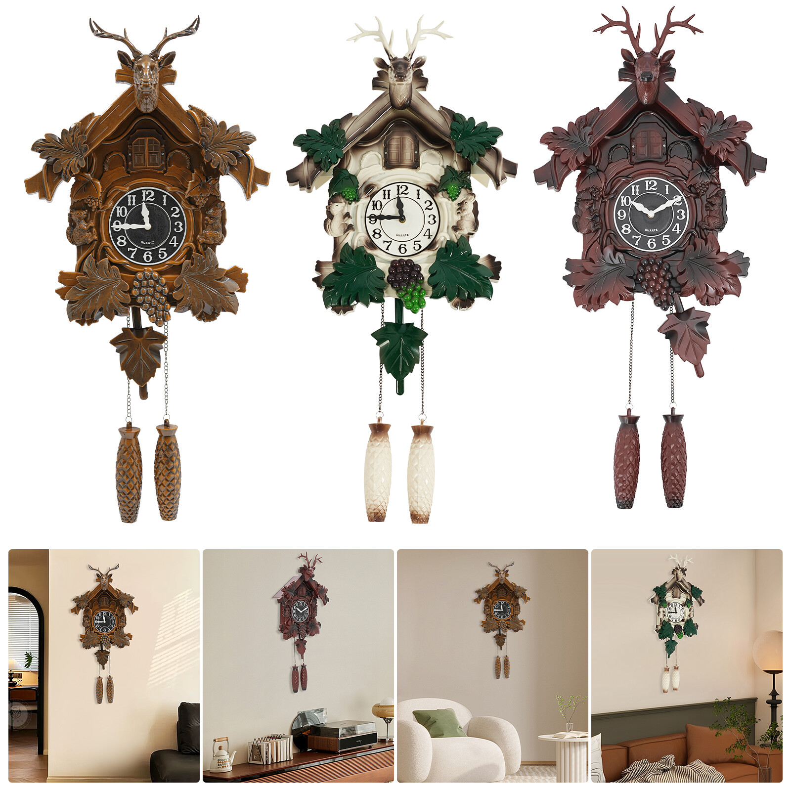 Retro deer head wall clock without dry battery,Wall Clock,Retro Large Wall Clock