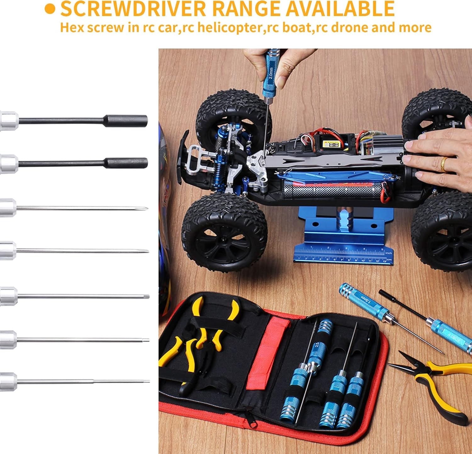 Versatile RC Tool Bag with Screwdrivers, Pliers, and Wrenches for Easy Repairs
