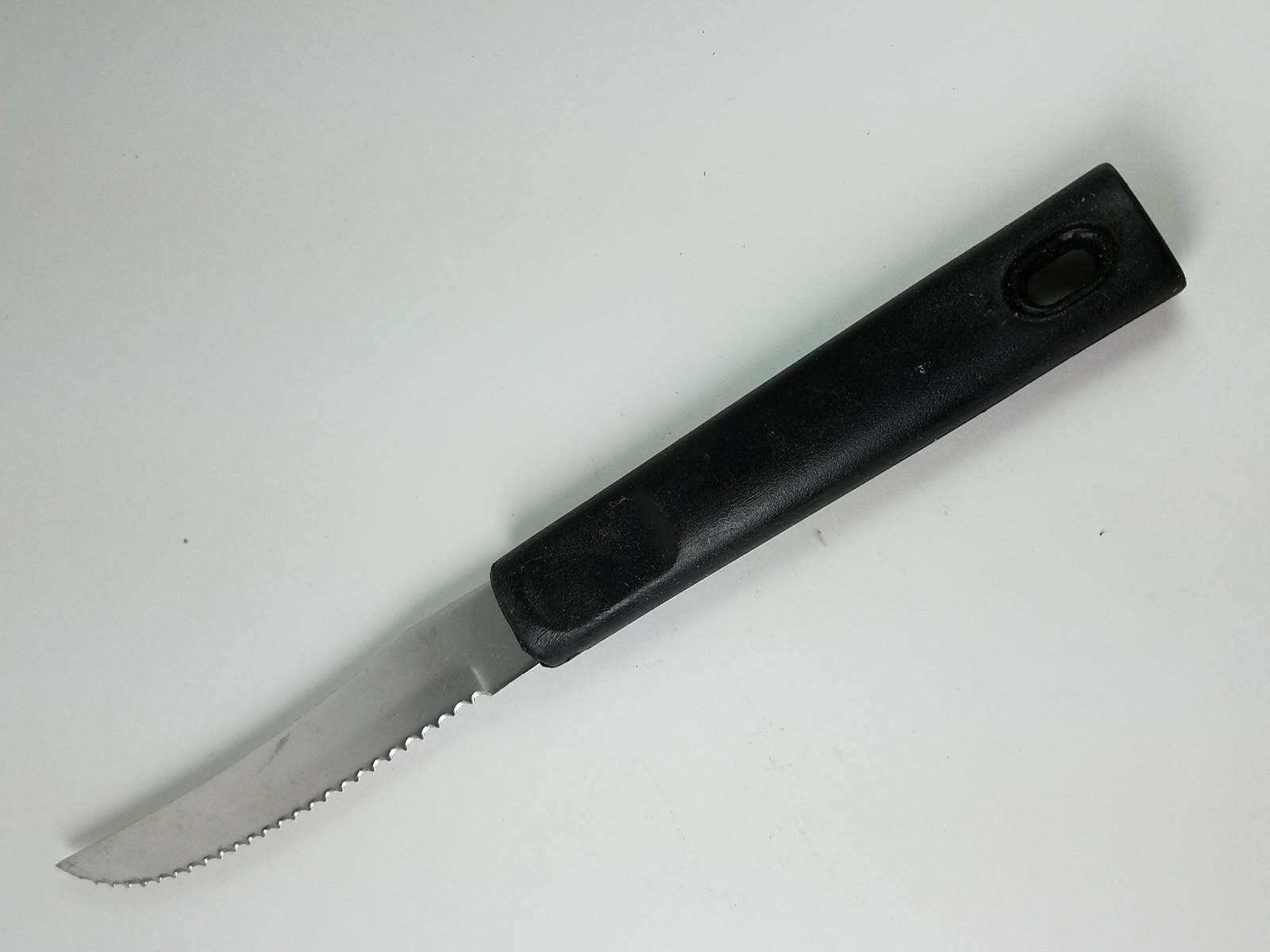 Stainless Steel Serrated Blade Knife Black Handle
