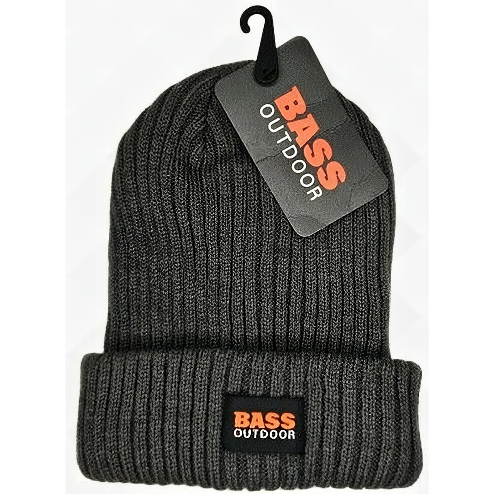 Bass Outdoor Charcoal Gray Stretch Beanie Hat for Winter Sports, NWT