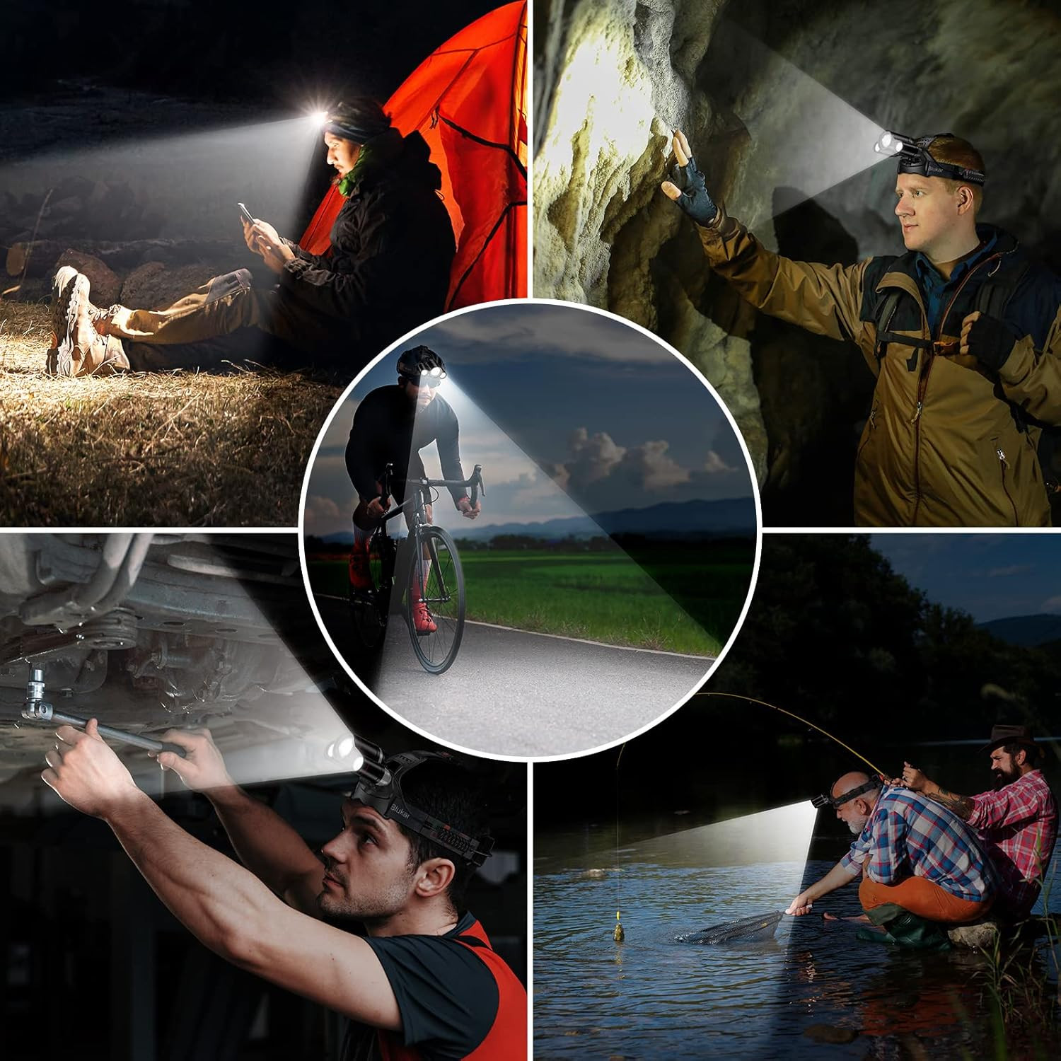 LED Rechargeable Headlamp,Super Bright Rechargeable Headlight Flashlight-3 Light