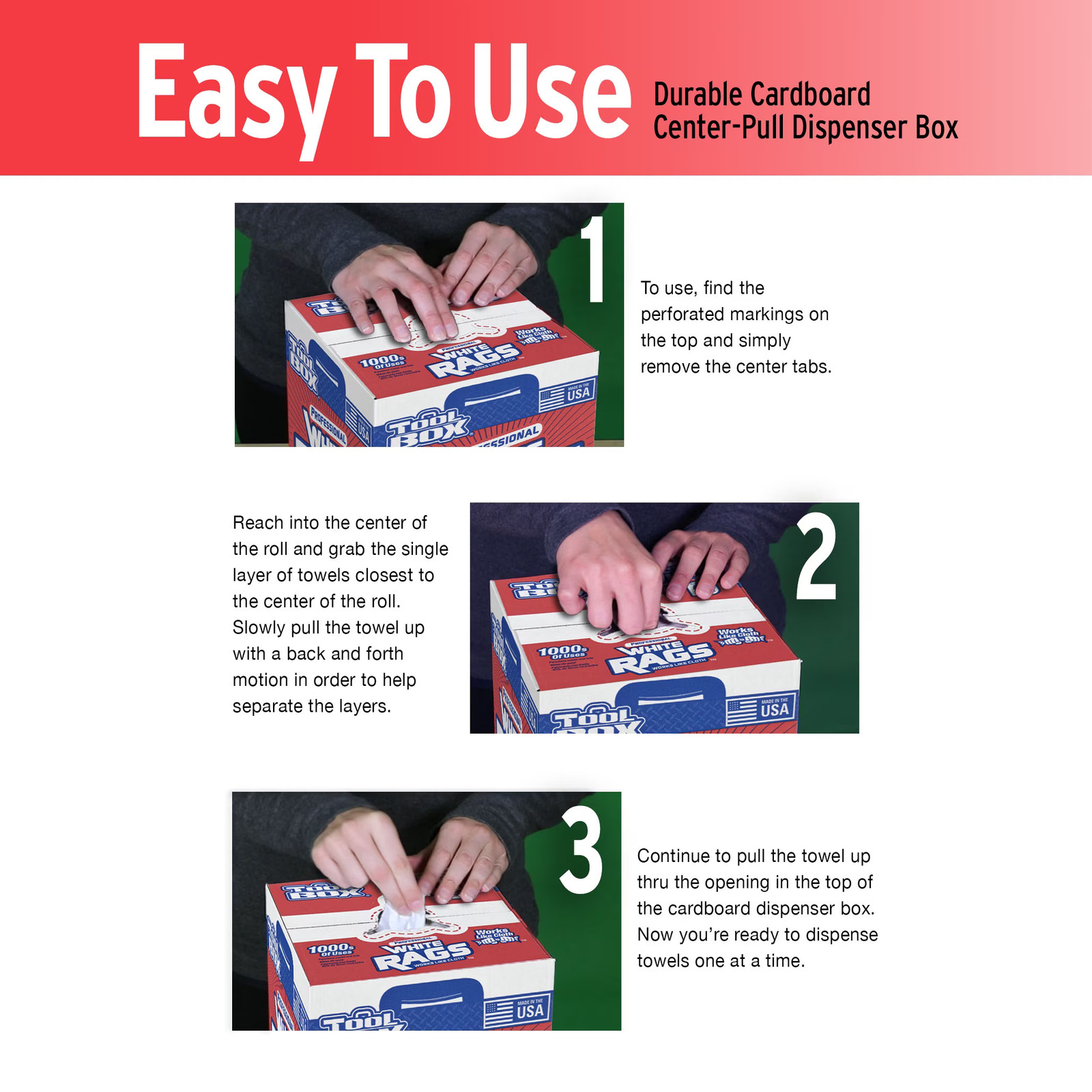 TOOLBOX Professional White Rags (200 Sheets; 10" x 11" Sheet Size; Disposable