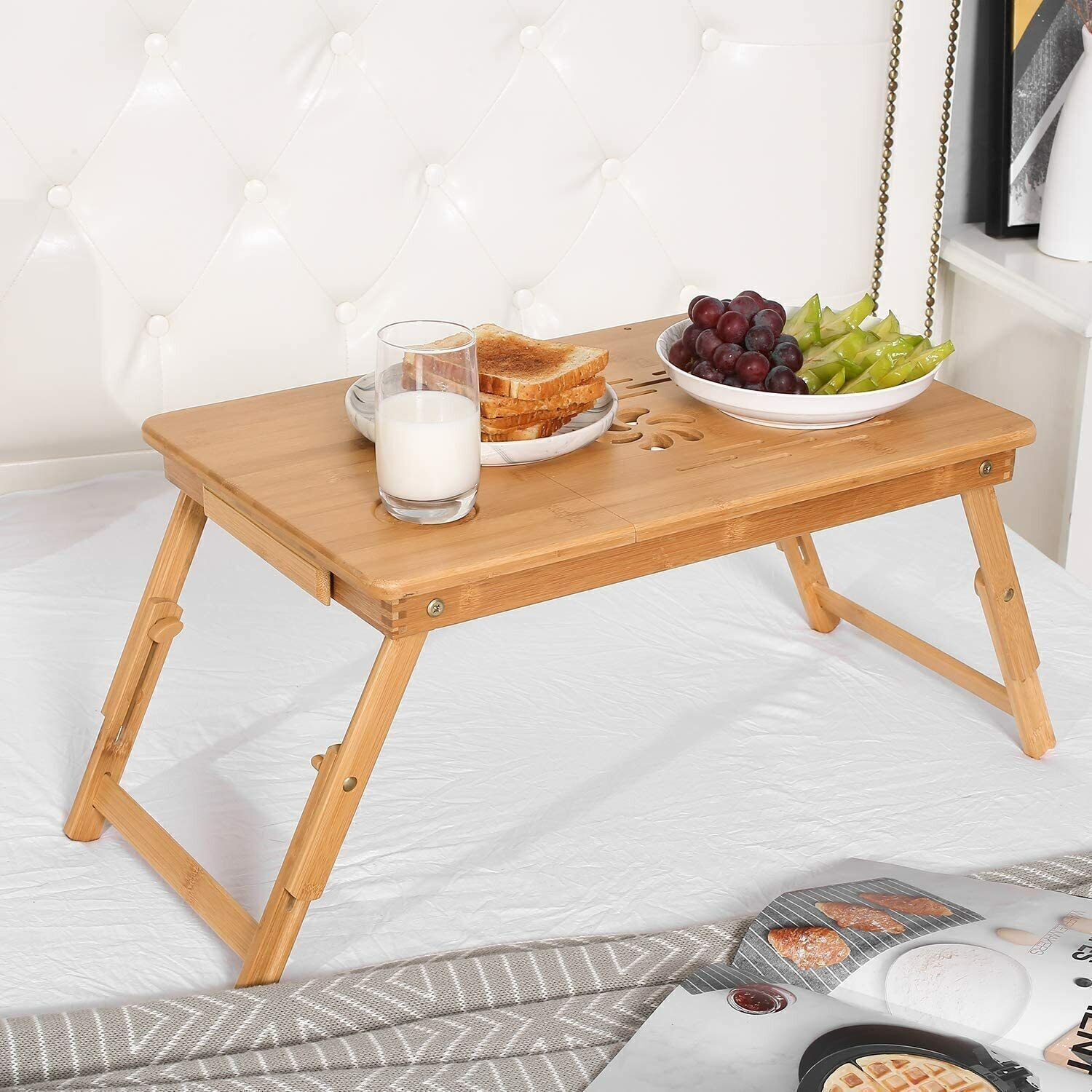 Adjustable Bamboo Laptop Folding Lap Desk Notebook Bed Tray Table Portable Stand