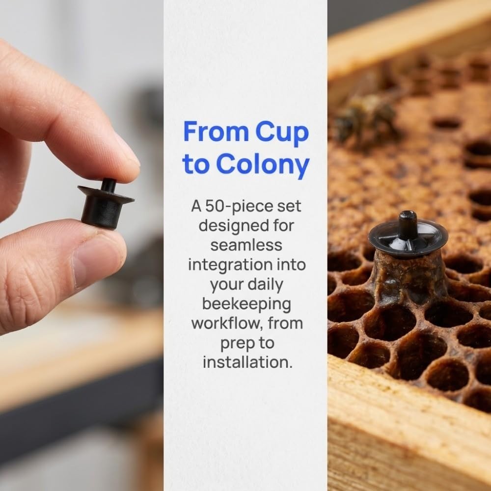 50 Pcs Plastic Queen Rearing Cell Cups – Apiculture Tools for Beekeeping, 19 ...