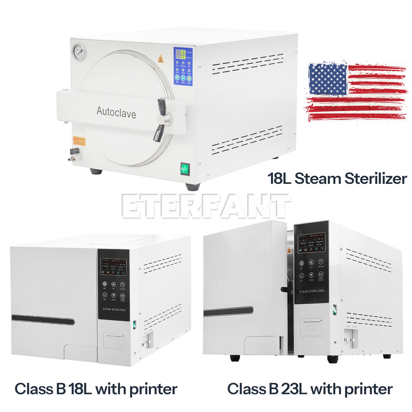 23/18L Autoclave Vacuum+Printer Class B/18L Dental Medical Steam Sterilizer