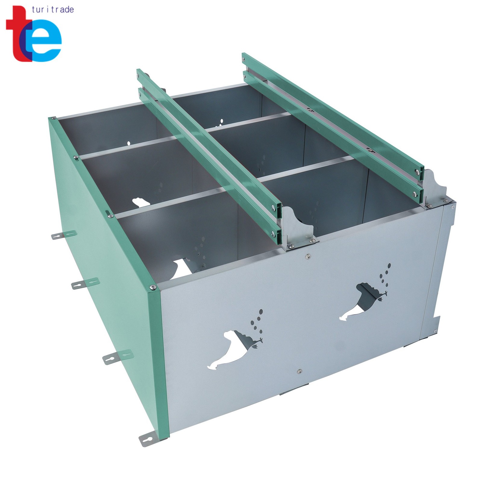 Sturdy Chicken Nesting Boxes - 6 Compartment Metal Poultry Nest Box Wall Mount