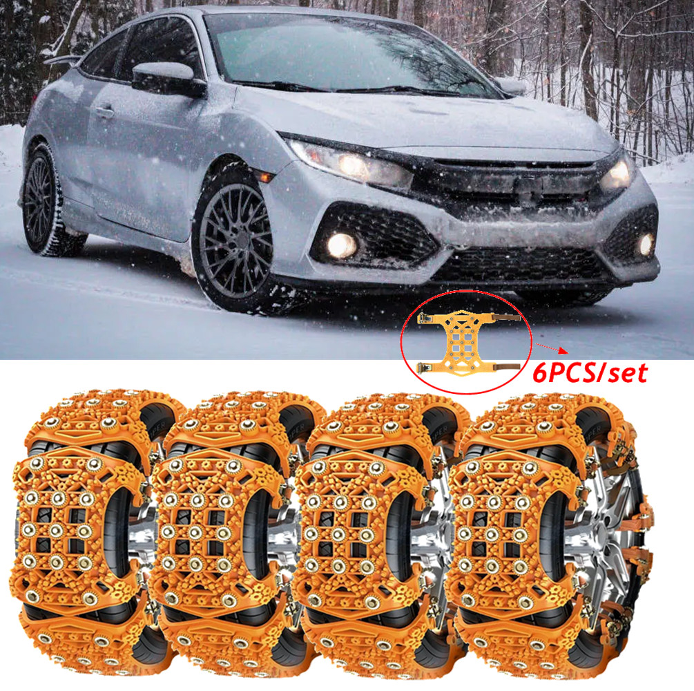 6Pcs Wheel Tire Chains Snow Rain Mud Anti-Skid Emergency For Honda Civic Accord