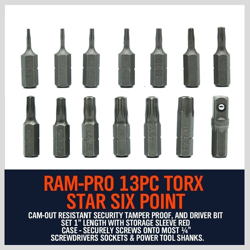 14 Piece Security Torx Bit Set Tri-Wing Hex Star Screwdriver Tamper-Proof Tools