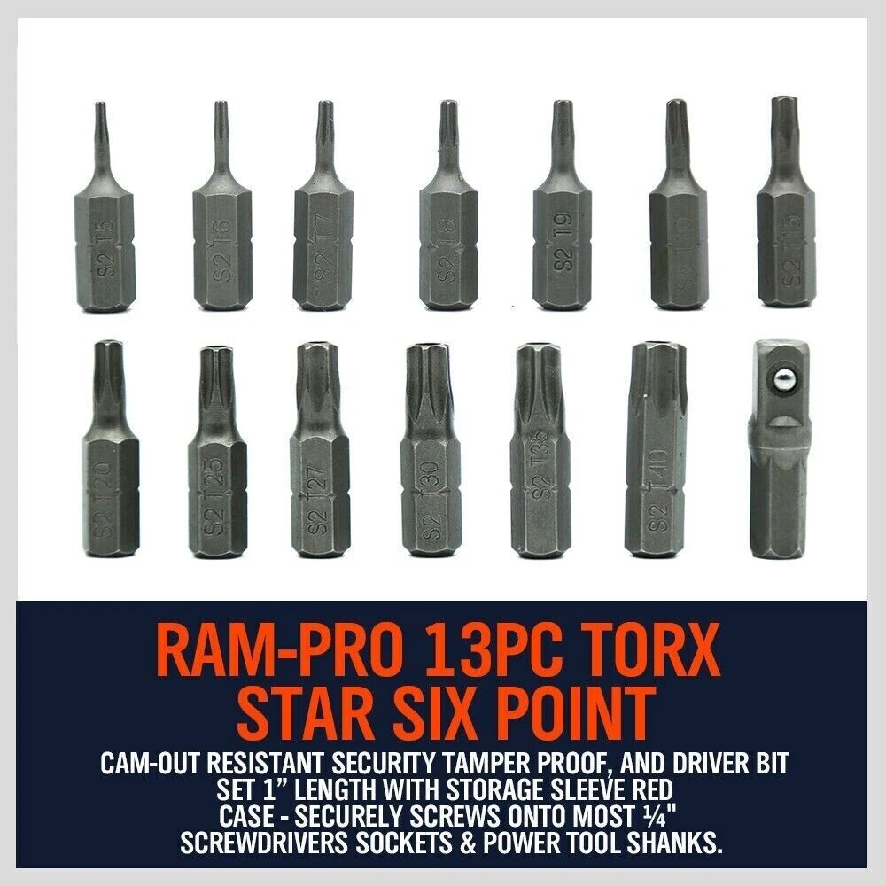 14 Torx Bit Set Torq Hex Star Spanner Tri Wing Screwdriver Tamper Proof Security