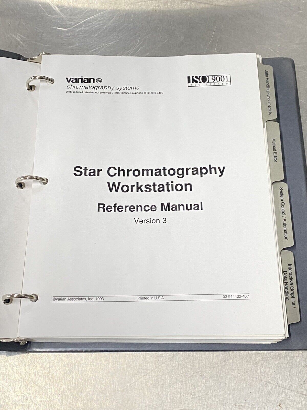 Varian Star Chromatography Workshop - Users Guide / Instruction Manual