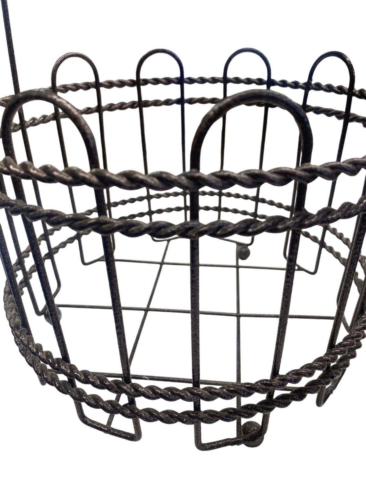 Rustic Twisted Metal Wire Basket With Handle For Storage Or Decor
