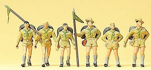 Preiser Recreation amp; Sports Boy Scouts (6) - Model Railroad Figures - HO