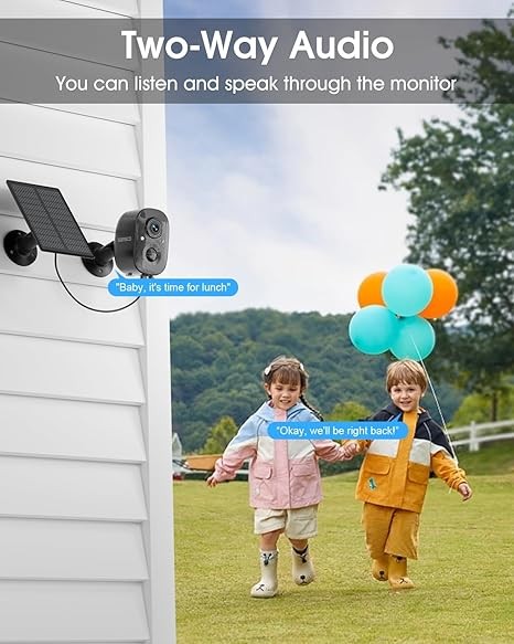 4CH Solar Battery Powered 4MP Wireless Security Camera System 2 Way Audio +128G