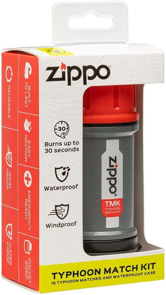 NEW🔥 ZIPPO 40495 TYPHOON MATCH KIT - 15 Typhoon Matches in Waterproof Case