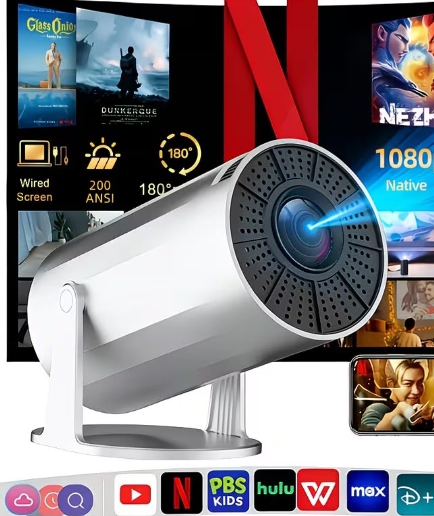 HY300 1080p LED Projector WiFi6 4K Support Auto Focus Portable White