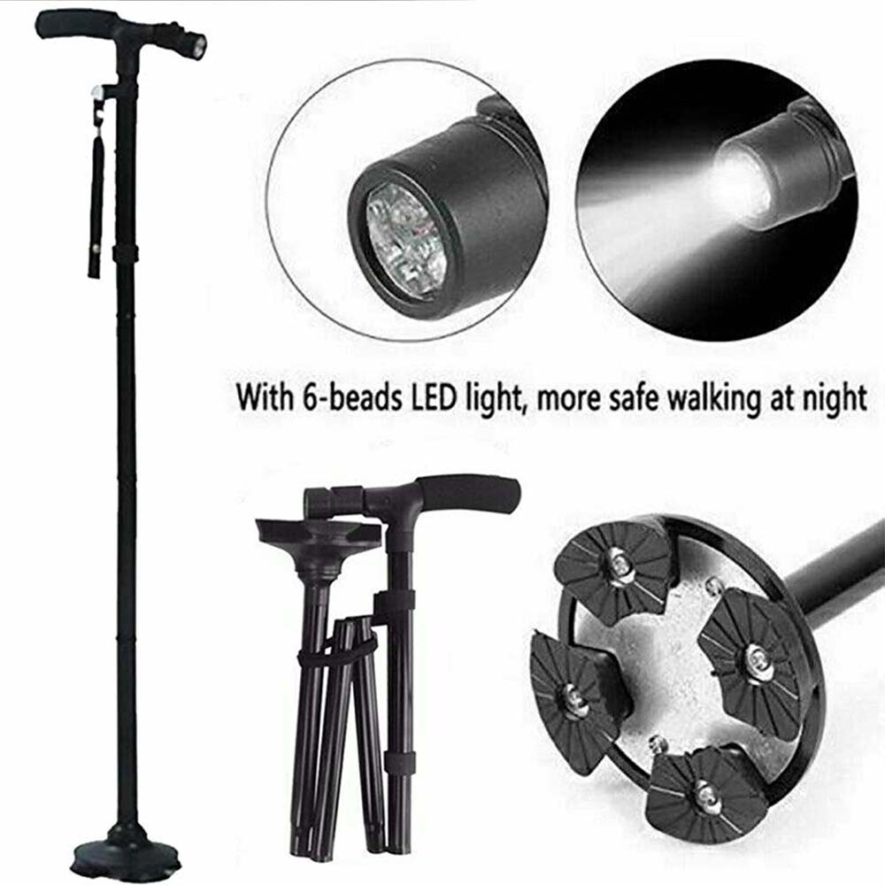 Lightweight LED Walking Cane with Adjustable Height, Ideal for Hiking/Climbing