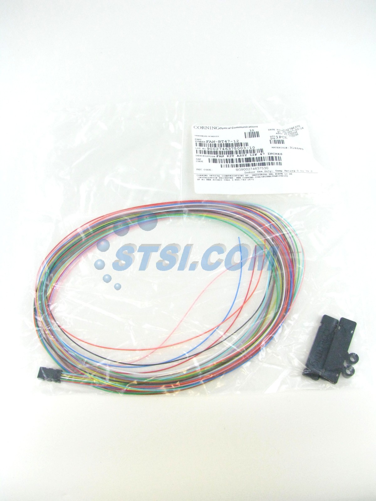 Corning FAN-BT47-12 Buffer Tube Fan-Out Kit - 12 Fibers, 47" Tubing ~STSI