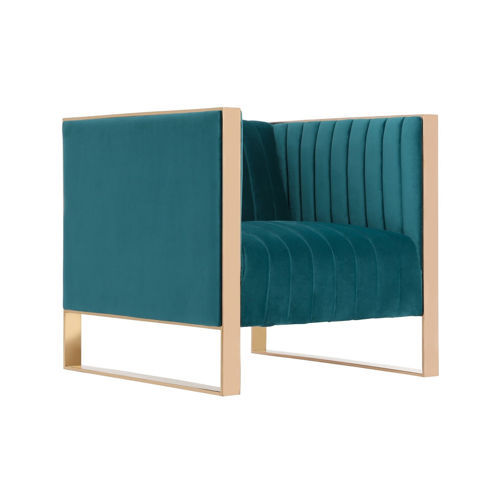 Manhattan Comfort, Trillium 3-Piece Teal and Gold Sofa Armchair Set, Primary
