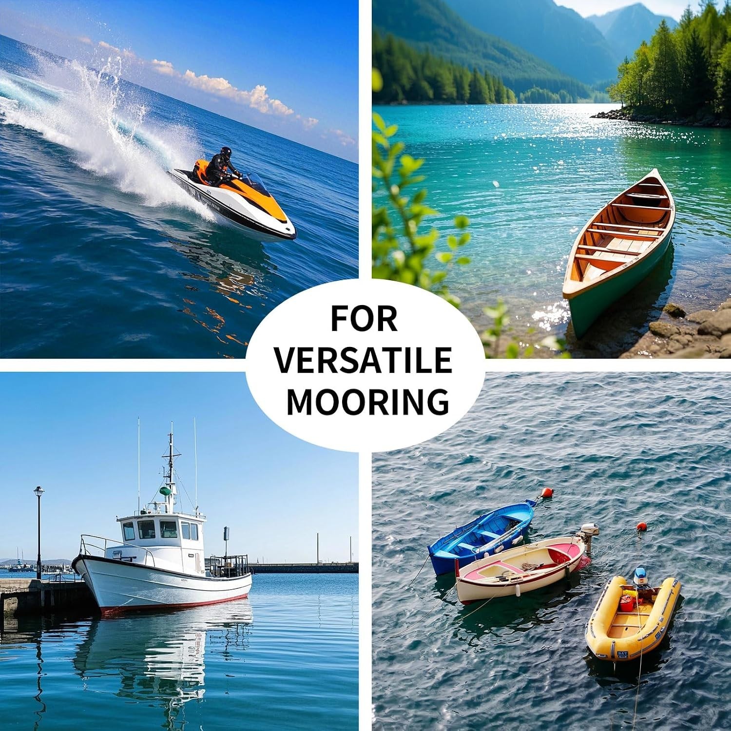 Bungee Dock Lines for Boats with Loops, Boat Tie Downs for Docking, Adjustabl...