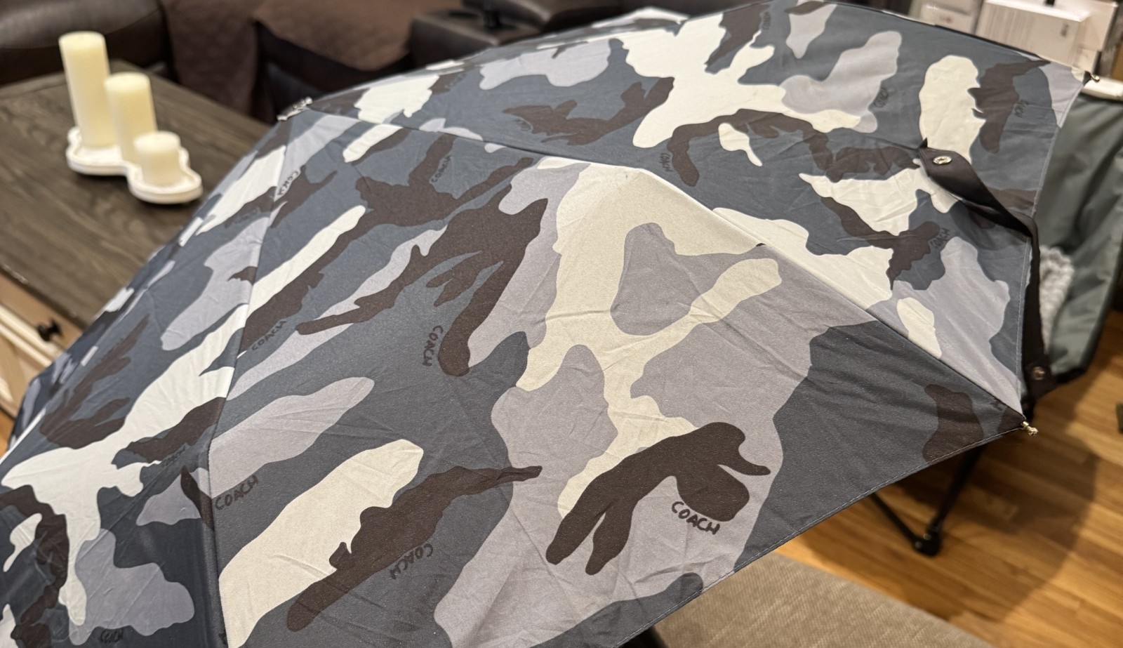 Coach Blue Camouflage Compact Umbrella
