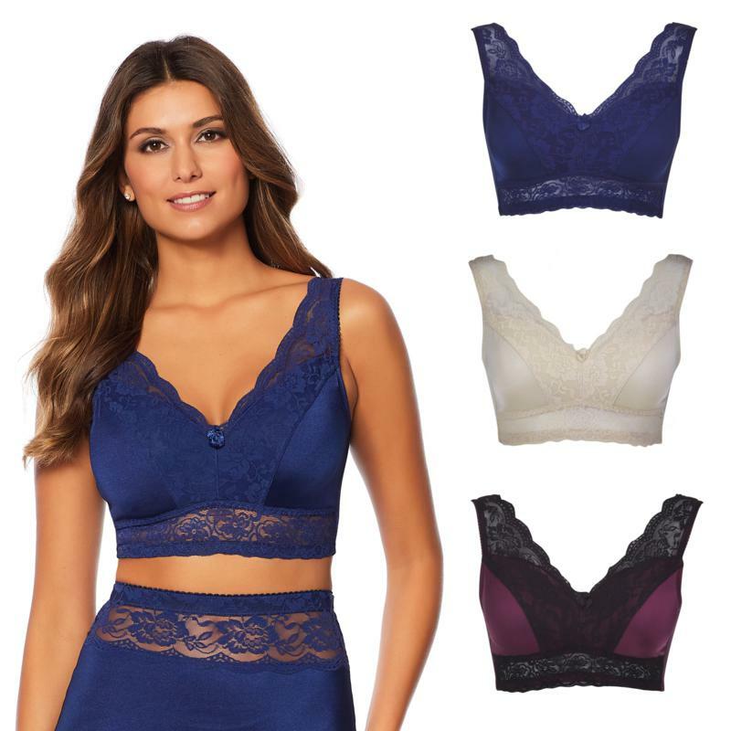 Rhonda Shear 3-pack Pin Up Bra Set in Darks 622-357, Size L