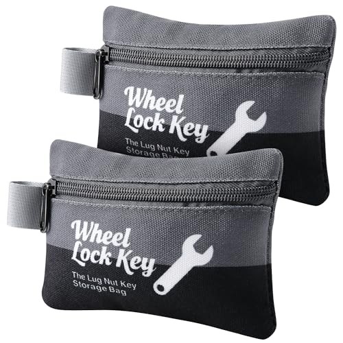 2Pack Wheel Lock Key Storage Pouch with Zipper() | Canvas Wheel Lock Key Gray