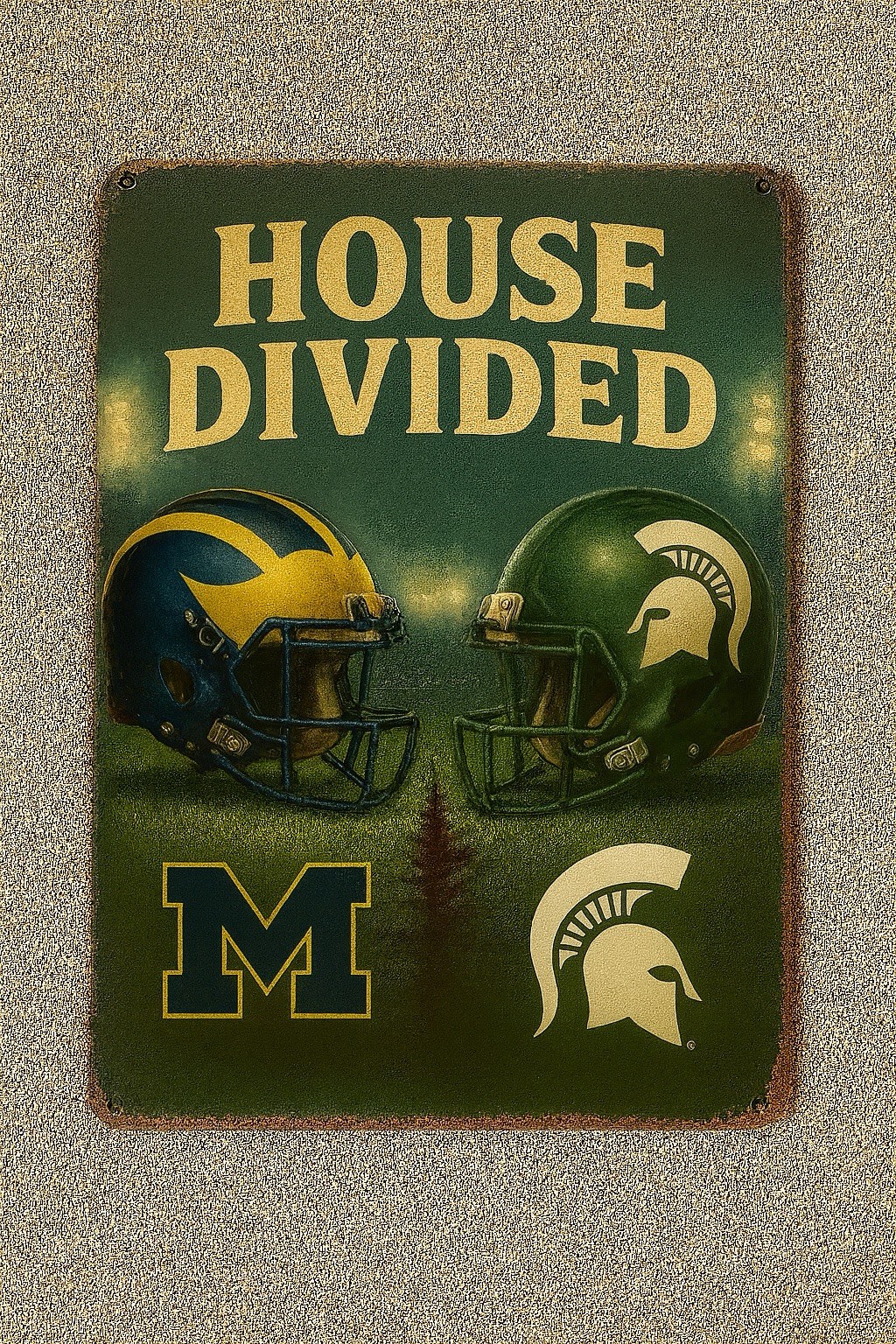 Michigan State - Michigan House Divided Metal Sign For Spartan Wolverine Fans