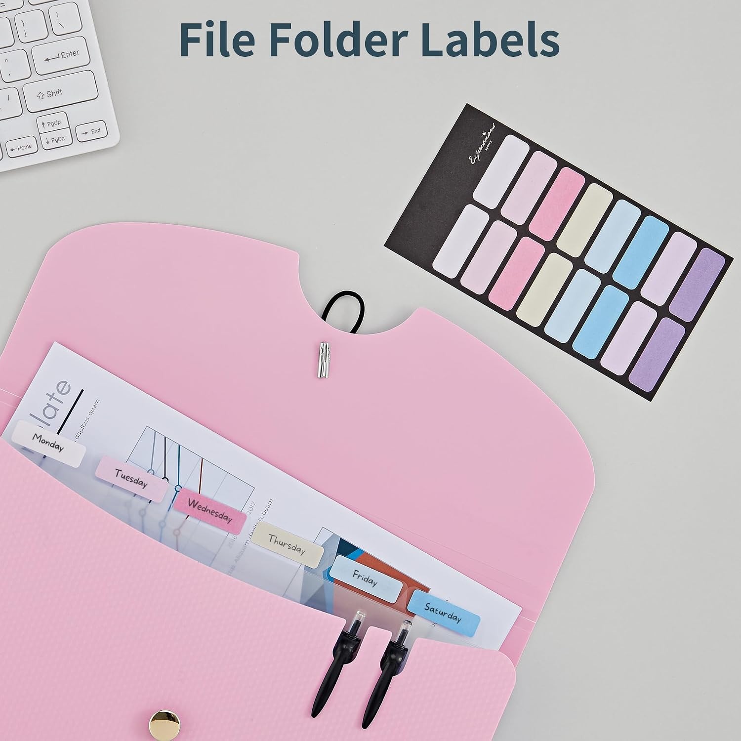 Expanding File Folder with 7 Pockets - Macaron Pink A4 Organizer for All Needs