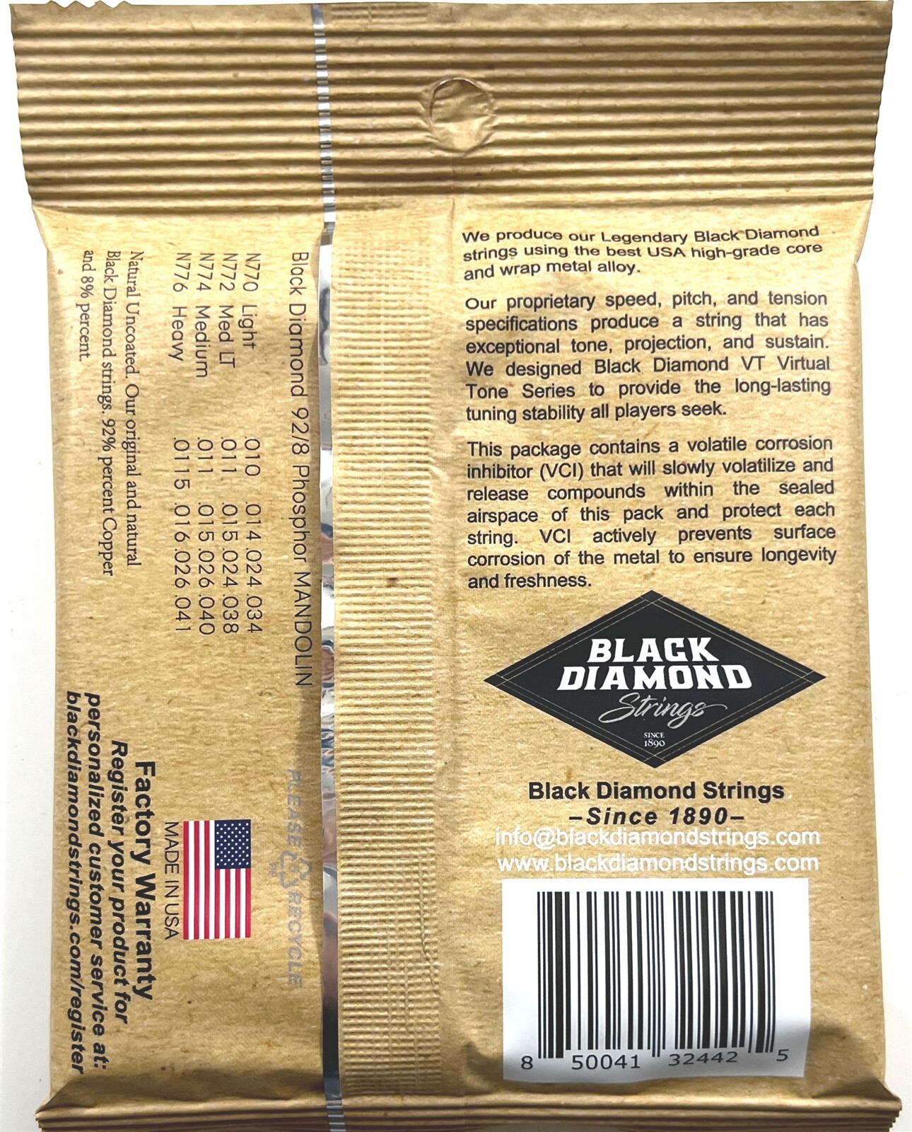 Black Diamond Mandolin Strings Phosphor Bronze Loop End .0115-.041